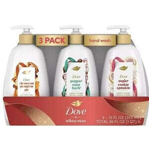 Dove Edition Holiday Hand Wash Set Peppermint Bark Sugar Cookie Cinnamon Pumpkin